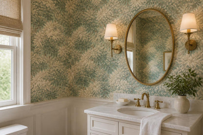 Soft Pale Green Floral Foliage Wallpaper Mural - image 5