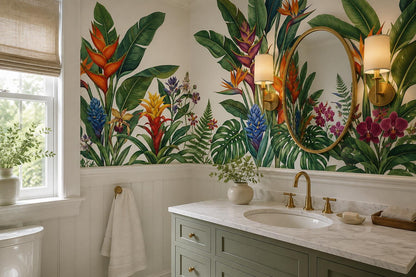 Vivid Bird of Paradise and Orchids Wallpaper Mural - image 5