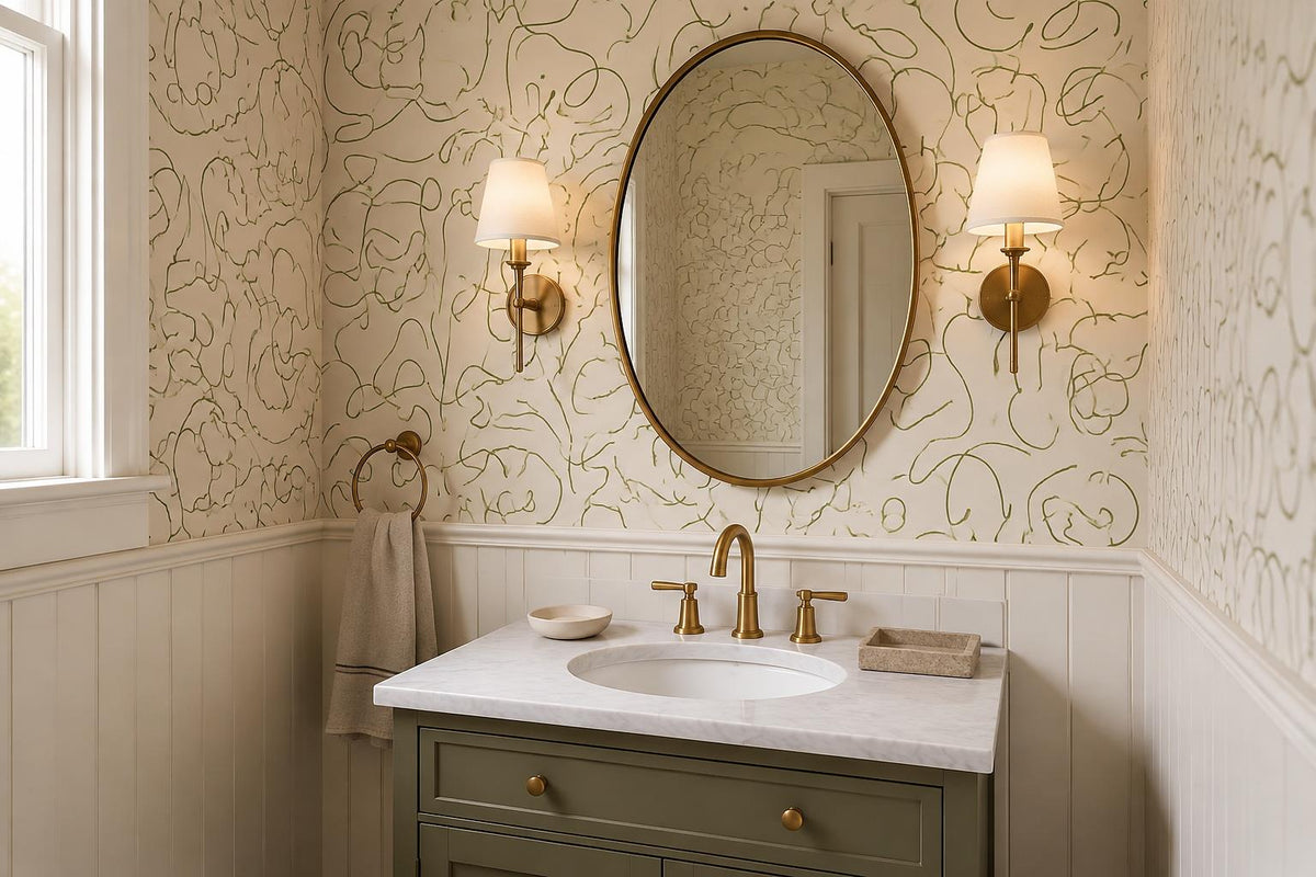 Modern Olive Line Art Faces Wallpaper Mural - image 5