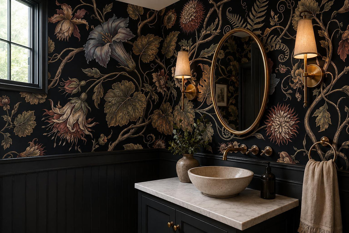 Moody Ornate Flowers and Ferns Wallpaper Mural - image 5