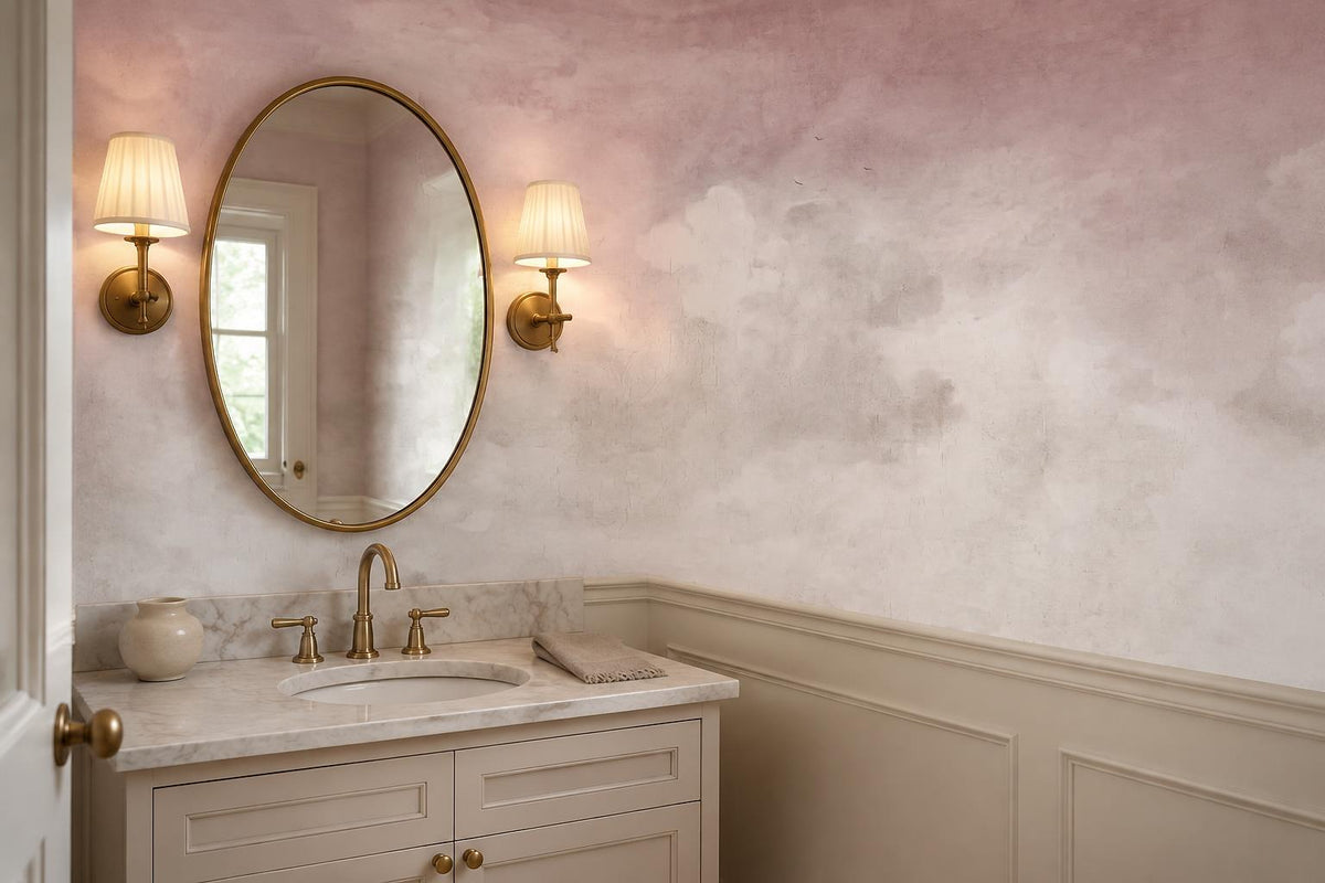 Misty Pink Clouds Wallpaper Mural - room view 3