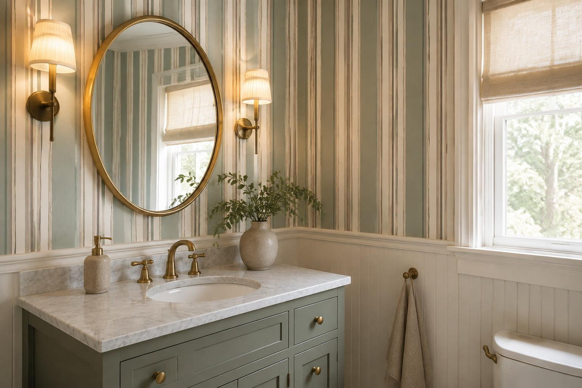 Quiet Muted Vertical Stripes Wallpaper Mural - image 5