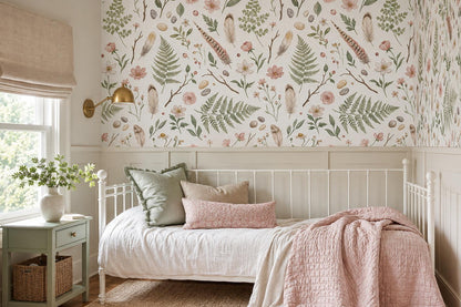 Soft Botanical Stems Feathers and Shells Wallpaper Mural - image 4