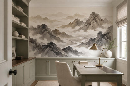 Misty Ink Mountains Wallpaper Mural - room view 3