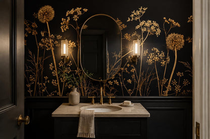 Dramatic Gold Dried Wildflowers Wallpaper Mural - image 5