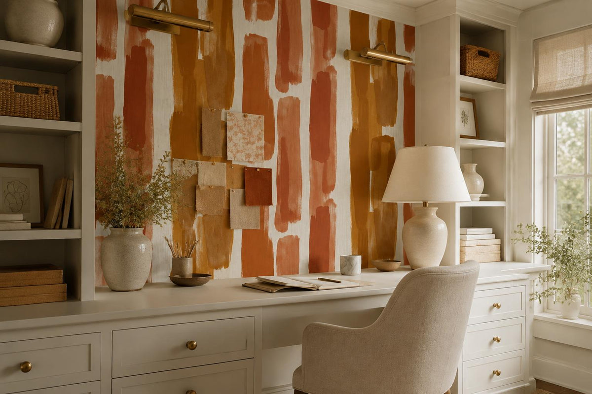 Warm Rust Block Strokes Wallpaper Mural - image 5