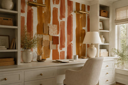 Warm Rust Block Strokes Wallpaper Mural - image 5