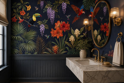 Vivid Toucans Parrots and Tropical Flowers Wallpaper Mural - image 4