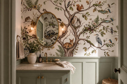 Whimsical Woodland Animals in Tree Wallpaper Mural - image 3