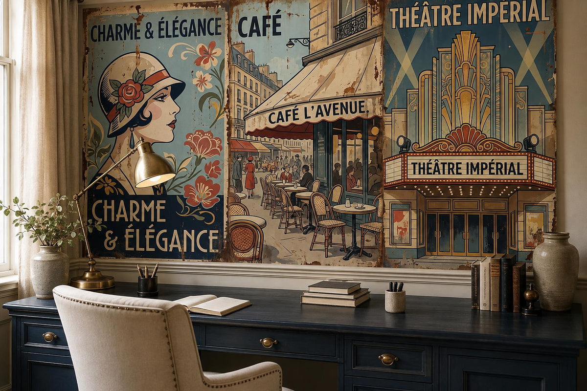 Art Nouveau Paris Cafe Wallpaper Mural - room view 3