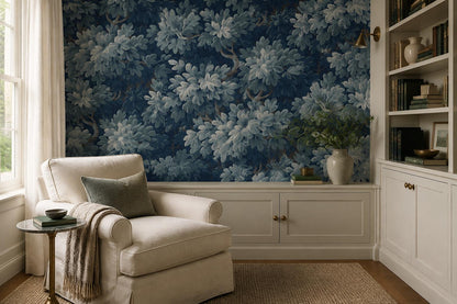 Moody Layered Blue Foliage Wallpaper Mural - image 5