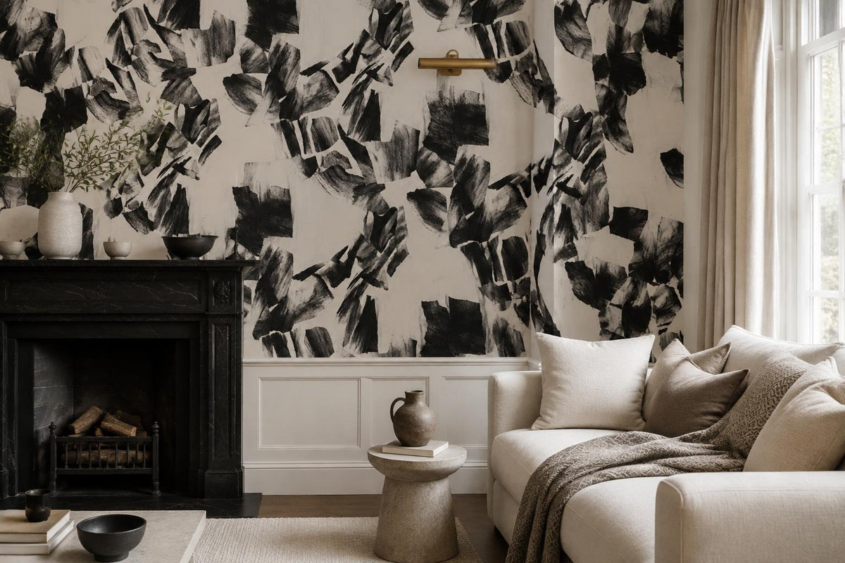 Dramatic Black Brush Collage Wallpaper Mural - image 5