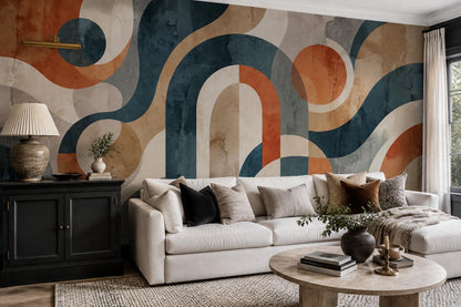 Warm Retro Abstract Arches Wallpaper Mural - image 5