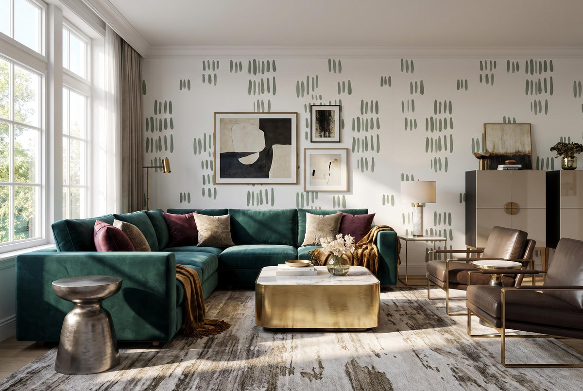 Calm Sage Dash Marks Wallpaper Mural - image 5