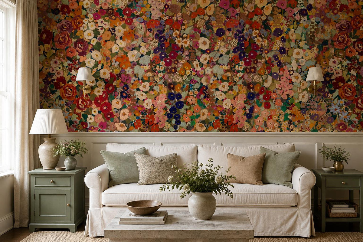 Vibrant Dense Warm Flower Meadow Wallpaper Mural - image 4
