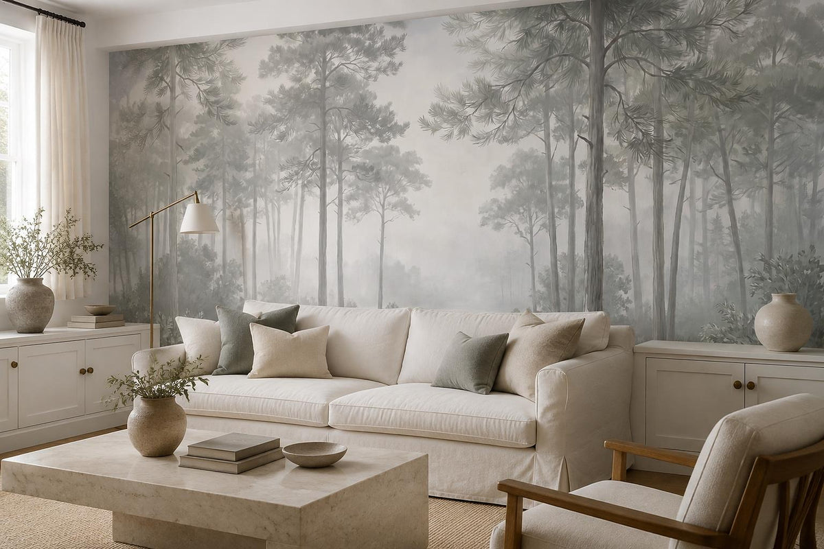 Serene Misty Pine Forest Wallpaper Mural - image 5
