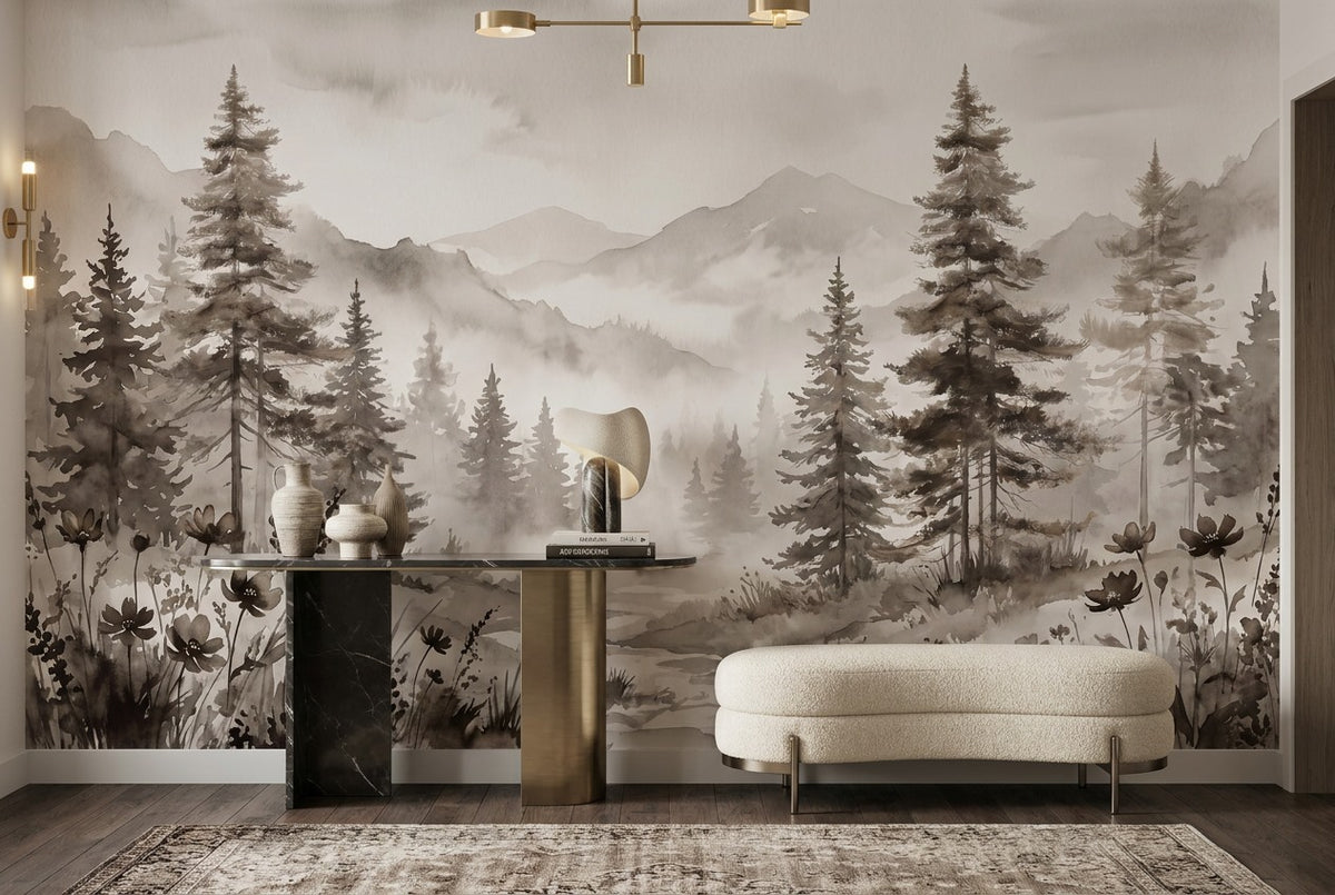 Moss Mountain Pine Forest Wallpaper Mural interior setting