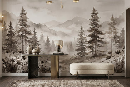 Moss Mountain Pine Forest Wallpaper Mural interior setting