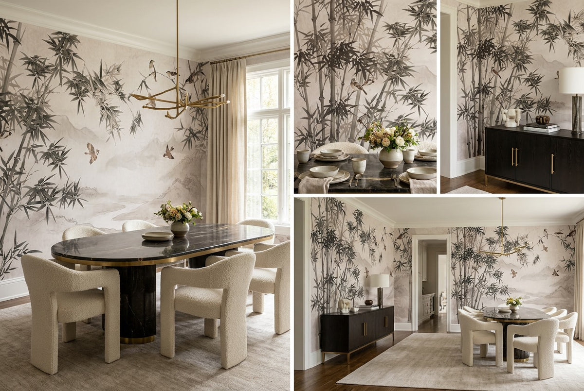 Bamboo Forest Riverscape Ebony Wallpaper Mural - image 3