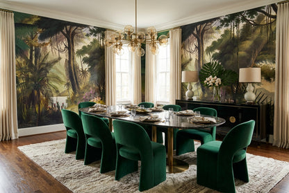 Sunlit Tropical Forest Teal Wallpaper Mural - image 3