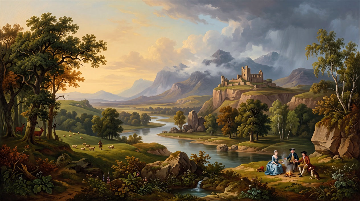 Gold Castle Valley Landscape Wallpaper Mural - 2