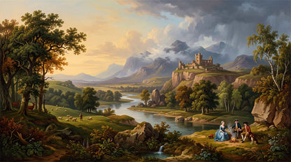 Gold Castle Valley Landscape Wallpaper Mural - 2