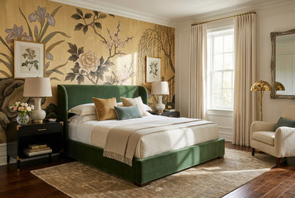 Gold Iris and Bird Chinoiserie Wallpaper Mural - 4