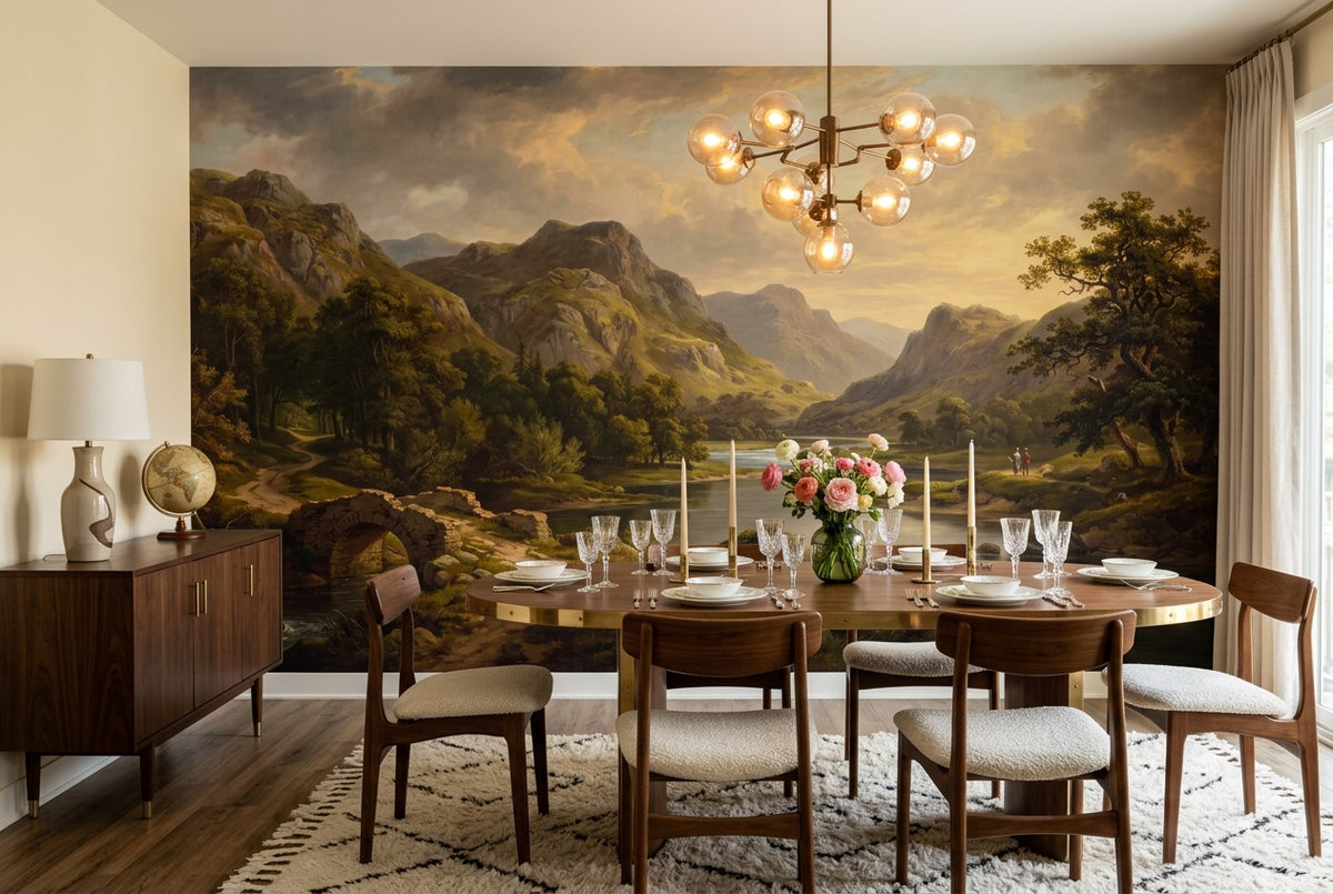 Gold Mountain Lake Landscape Wallpaper Mural - 3