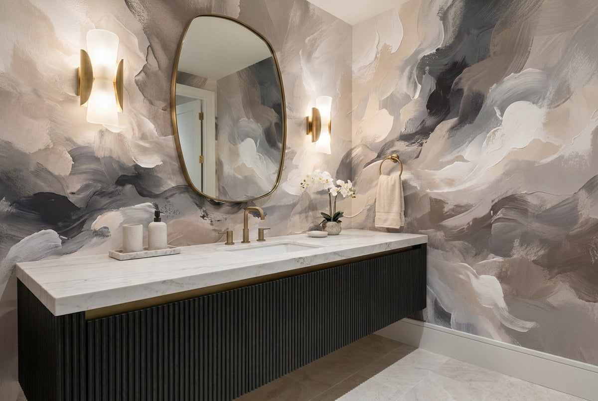 Gray Abstract Wallpaper Mural view 3
