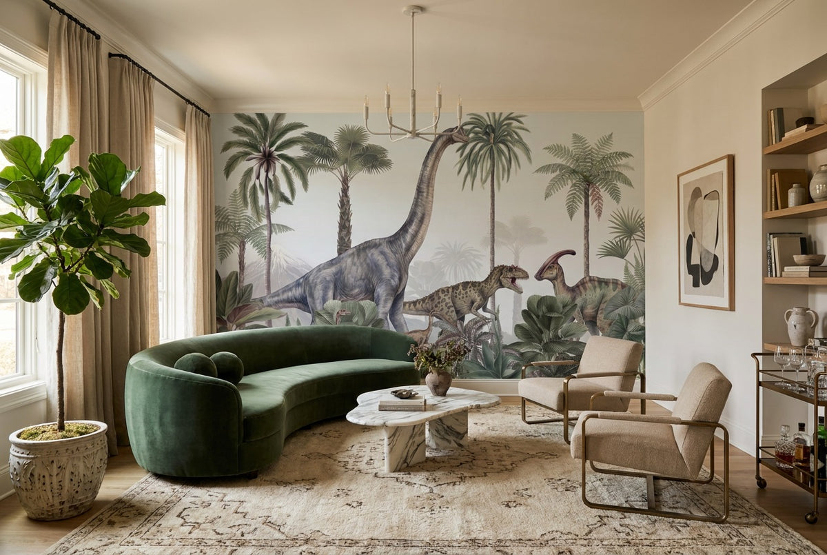 Gray Dinosaur Wallpaper Mural view 6