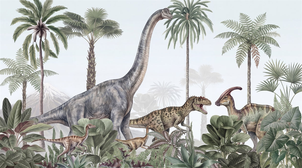 Gray Dinosaur Wallpaper Mural artwork