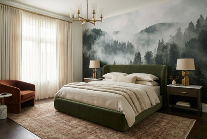 Grey Misty Pine Forest Wallpaper Mural - 3