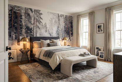 Gray Christmas Winter Forest Wallpaper Mural interior scene