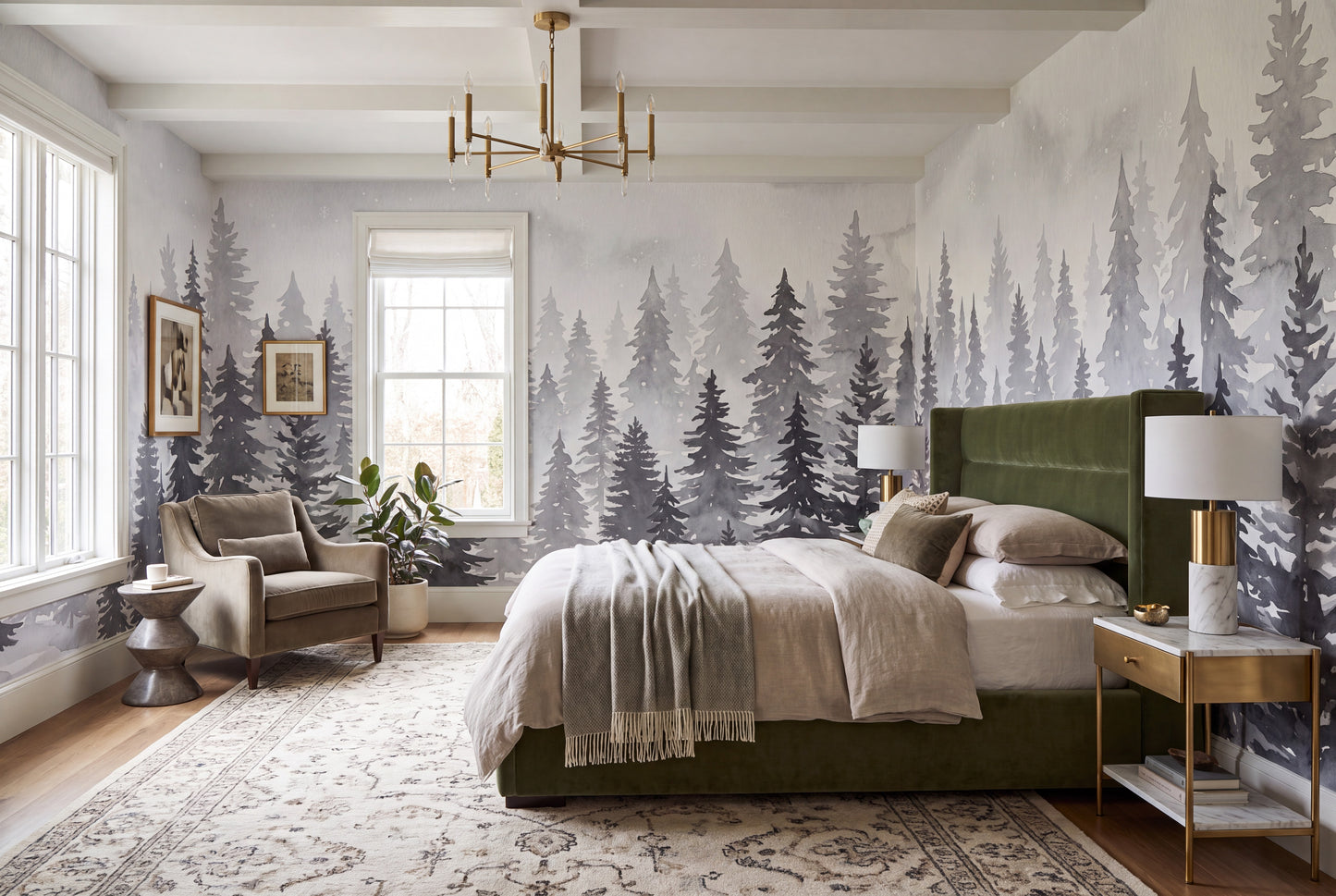Gray Seasonal Winter Forest Wallpaper Mural