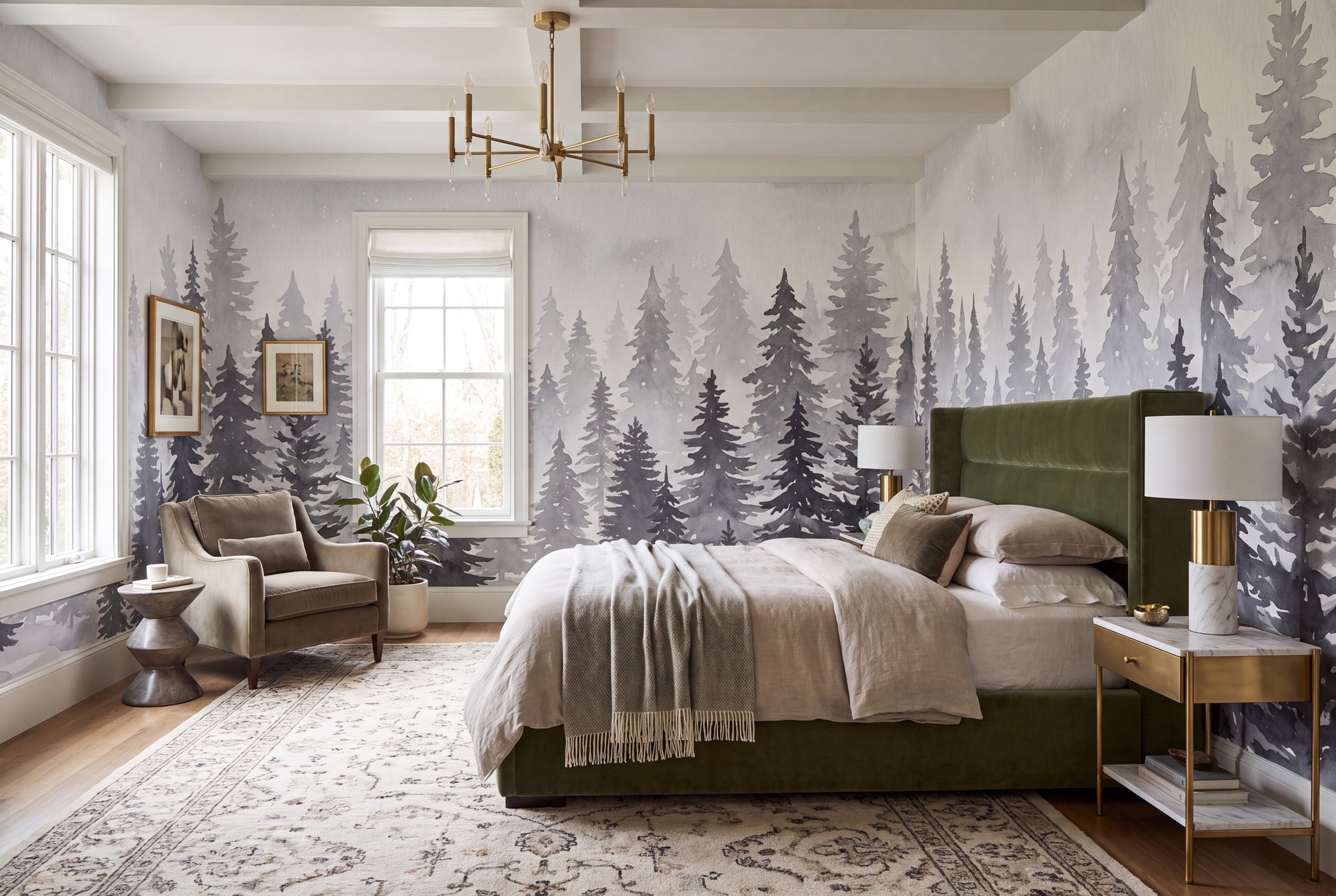 Gray Seasonal Winter Forest Wallpaper Mural
