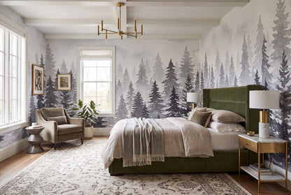 Gray Seasonal Winter Forest Wallpaper Mural