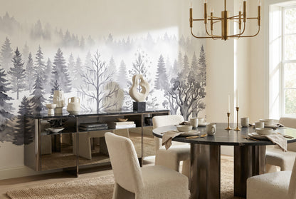 Gray Snow Winter Forest Wallpaper Mural