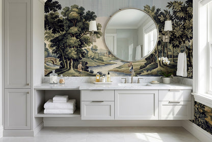 Green Woodland Animals Landscape Wallpaper Mural - 3
