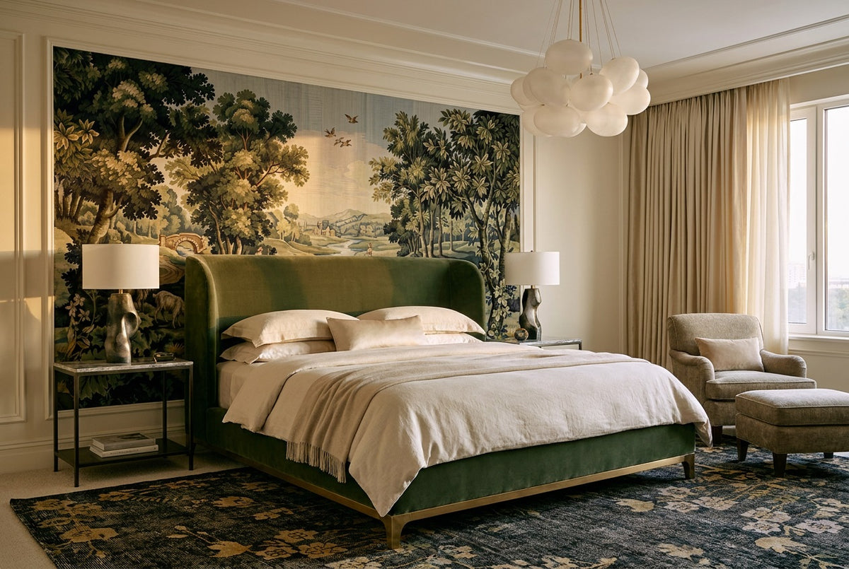 Green Woodland Animals Landscape Wallpaper Mural - 4