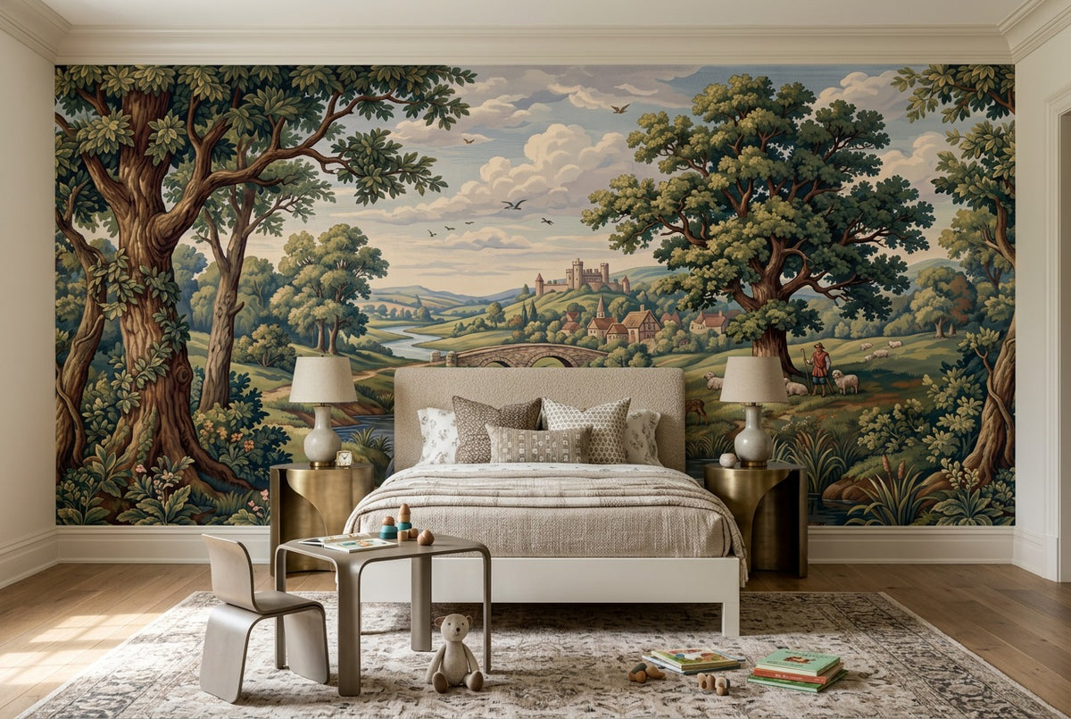 Green Deer River Countryside Wallpaper Mural - 6