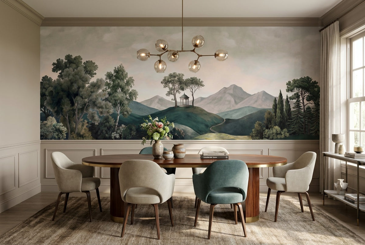 Green Rolling Hills Forest Wallpaper Mural - 1