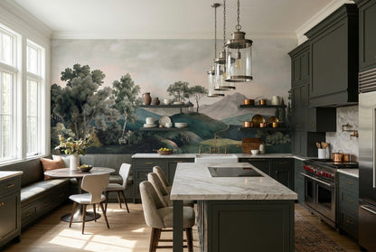 Green Rolling Hills Forest Wallpaper Mural - 5
