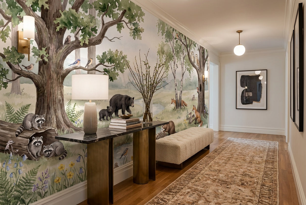 Green Wildlife Wallpaper Mural view 4