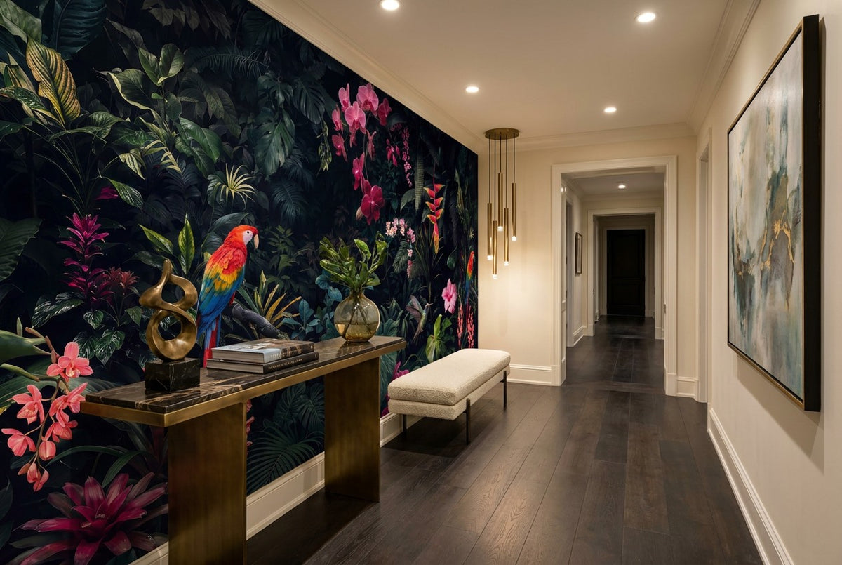 Gothic Plum Dark Jungle Wallpaper Mural room setting