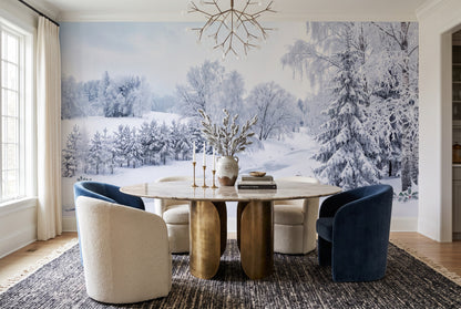 Icy White Winter Forest Wallpaper Mural room scene