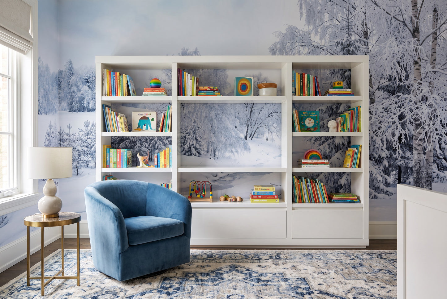 Icy White Winter Forest Wallpaper Mural room scene