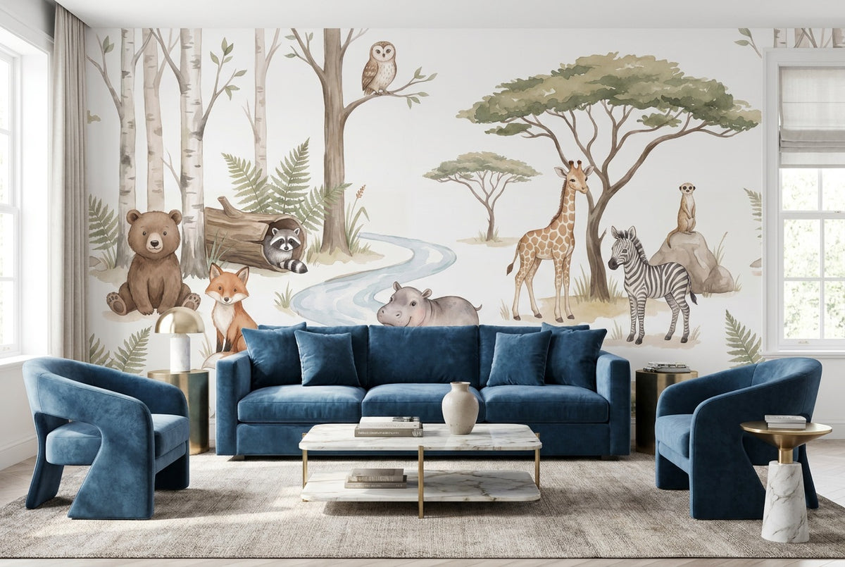 Ivory Woodland Wallpaper Mural view 3