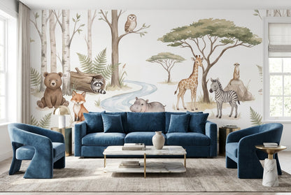 Ivory Woodland Wallpaper Mural view 3
