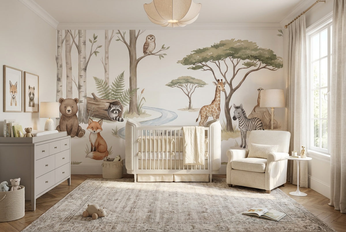 Ivory Woodland Wallpaper Mural view 4