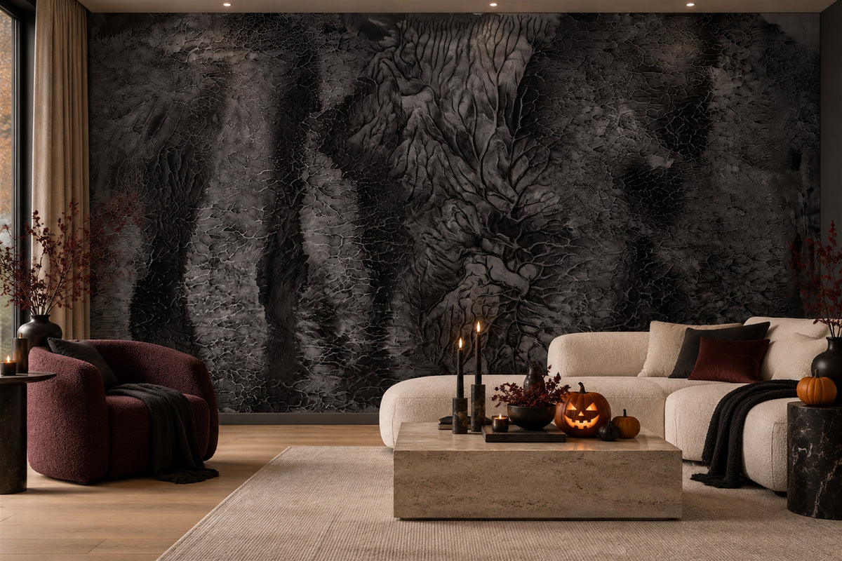 Black Furry Abstract Texture Halloween Wallpaper Mural - image 1